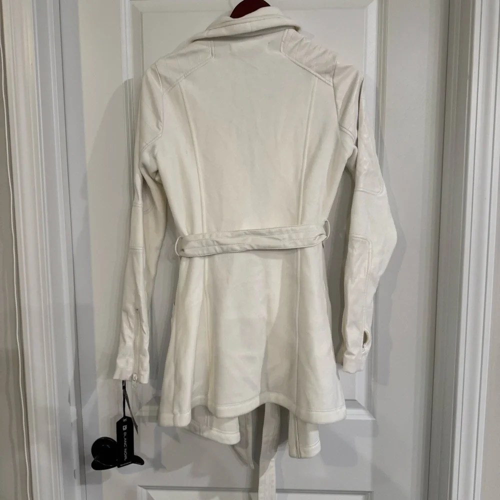 Blanc Noir Drape Velour Jacket in Off White
